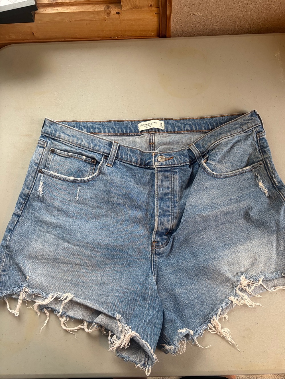 Abercrombie & Fitch High Rise The Dad Shorts Blue Denim Size 34/18